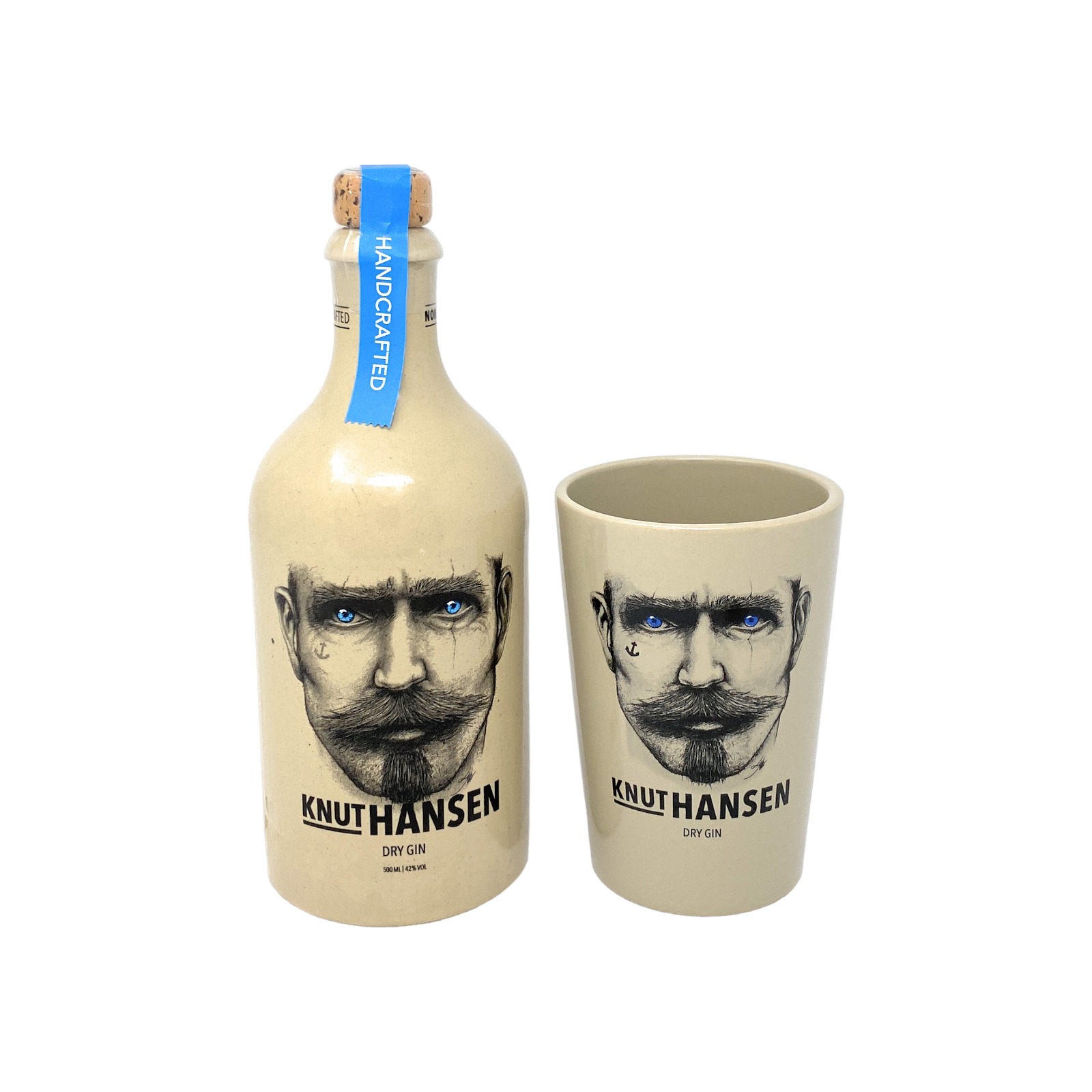 Spirituosen Aktion! :: 1 Gin Alkohol Keramik-Becher & x Dry 42% 1 HANSEN 0,5L KNUT