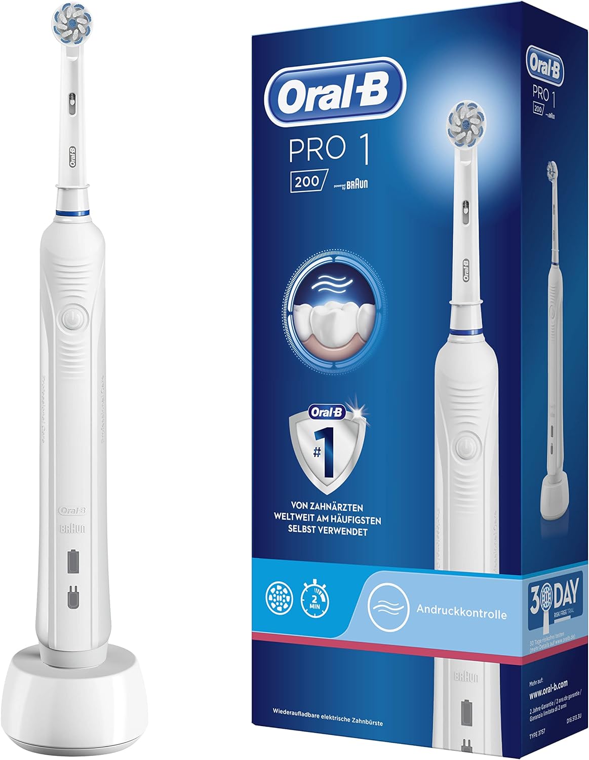 200 Oral-B 1 Toothbrush :: für PRO Hotdeals Zahnreinigung, eine set weiß gründliche 2er Drucksensor Clean Mann/Frau, Elektrische :: Lagerräumung Geschenk 3 1 Zahnbürste/Electric Aufsteckbürste, Putzprogamme, & Timer, Sensitive
